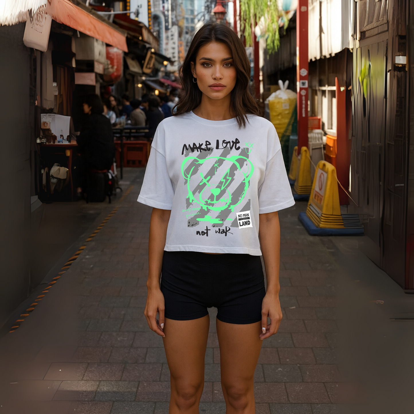 Boxy T-shirt Make Love Not War – Camiseta orgánica con mensaje