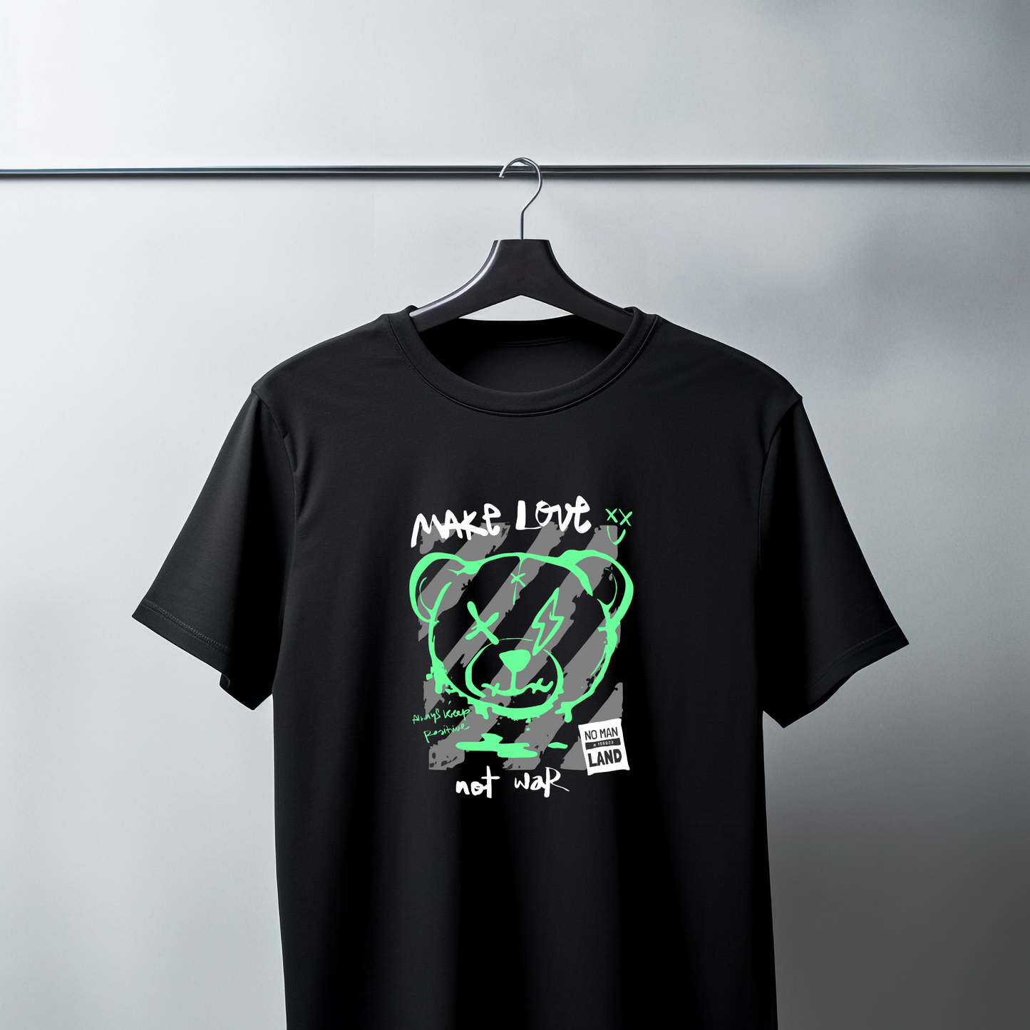 Boxy T-shirt Make Love Not War – Camiseta orgánica con mensaje