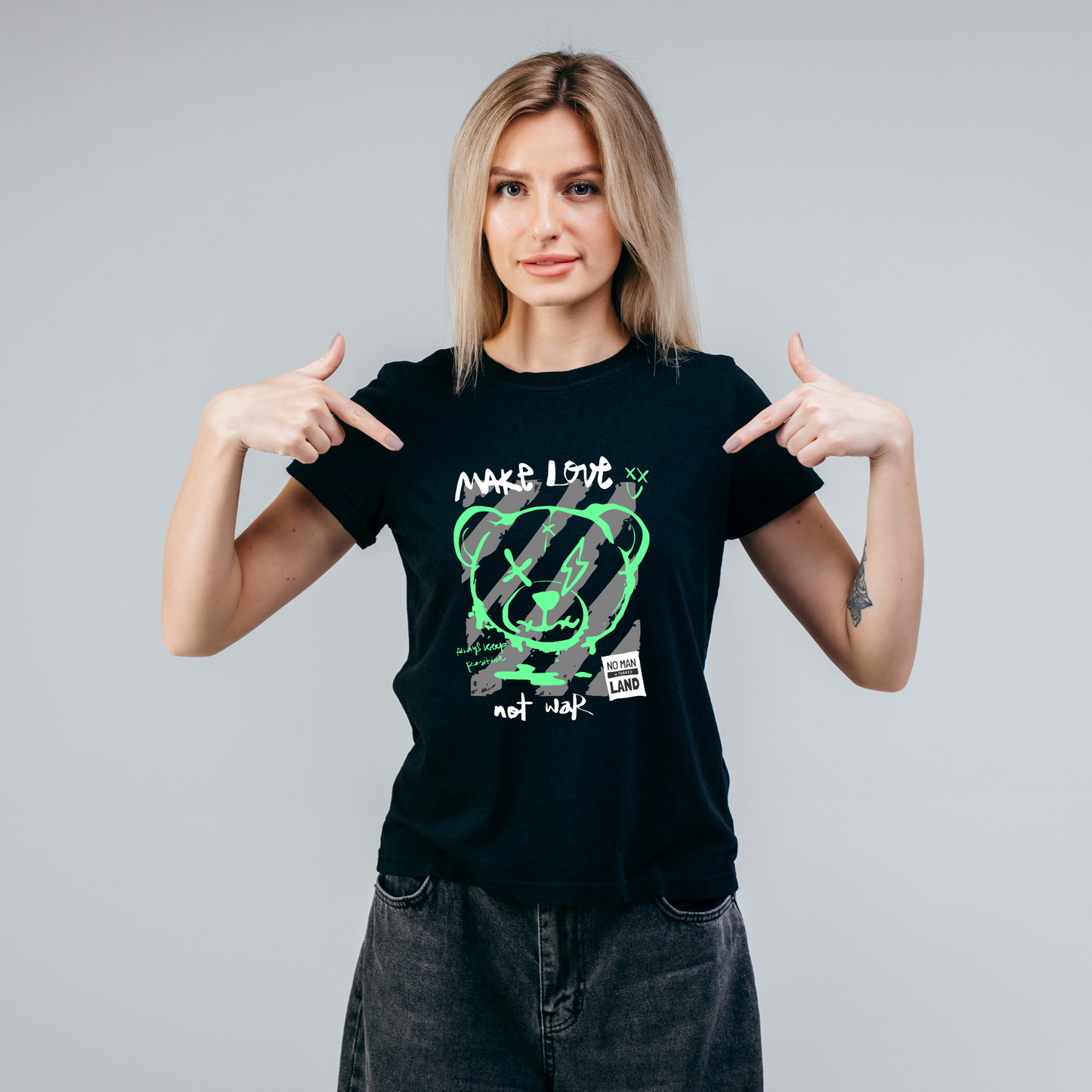 Boxy T-shirt Make Love Not War – Camiseta orgánica con mensaje