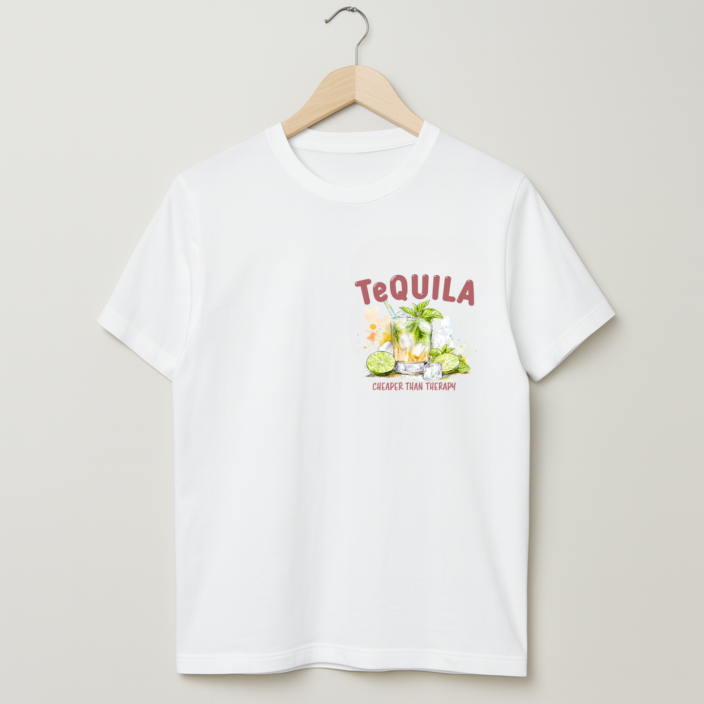 Camiseta Boxy Orgánica – Tequila: Cheaper than Therapy 🍋✨