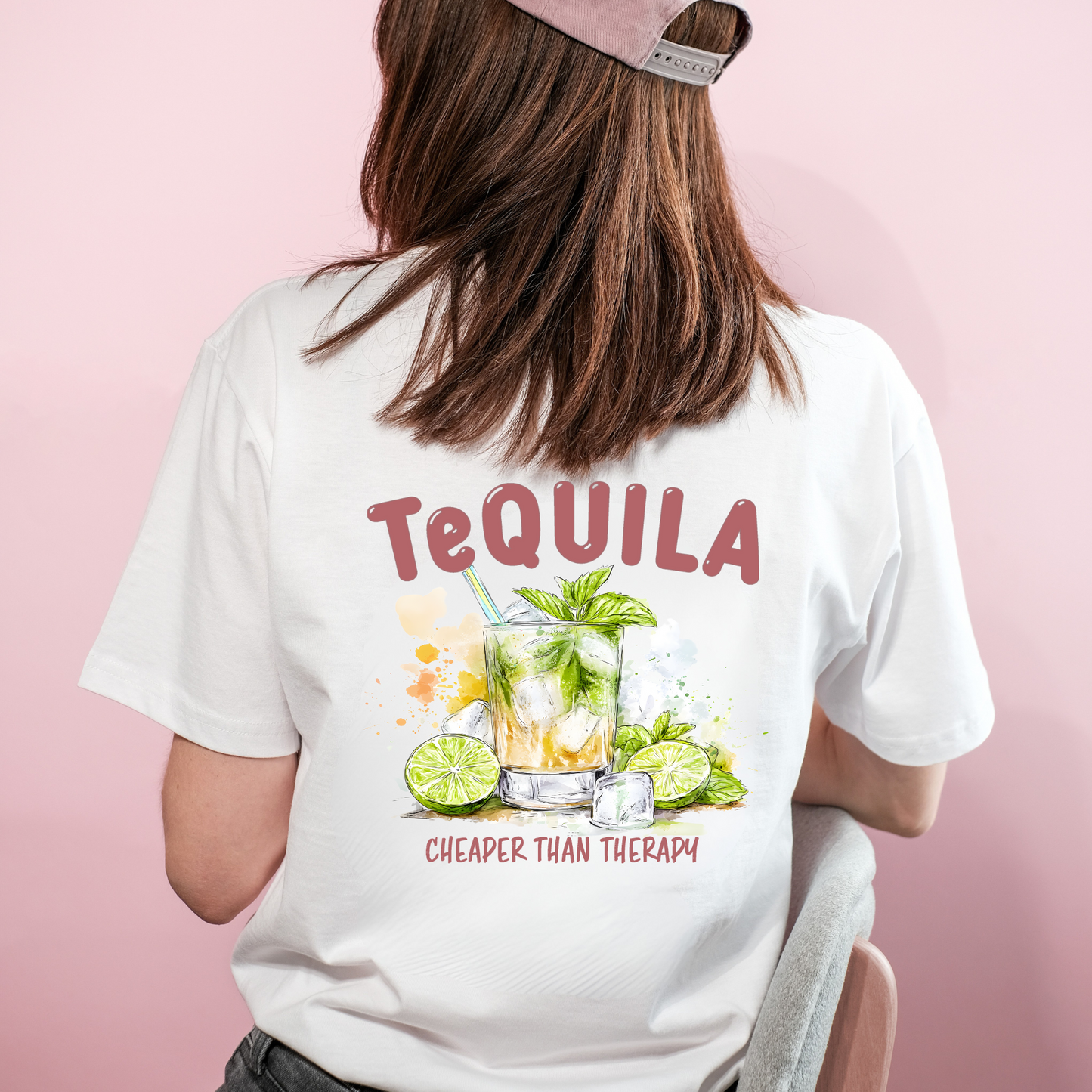 Camiseta Boxy Orgánica – Tequila: Cheaper than Therapy 🍋✨